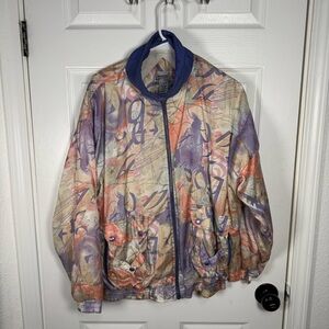 Janeve Blue Jacket with Abstract‎ Pattern